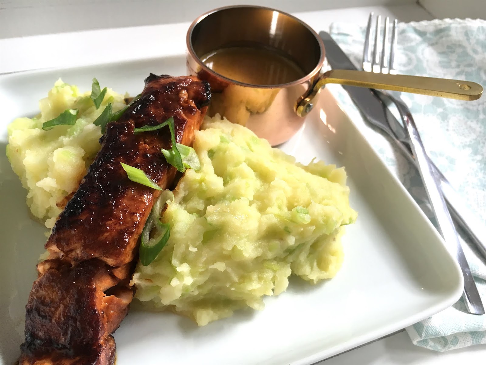 Salmon in Miso Butter with Leek Mash / LUCY LOVES TO EAT
