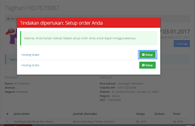 Cara daftar hosting gratis di IdHostinger Halaman setup hosting IdHostinger