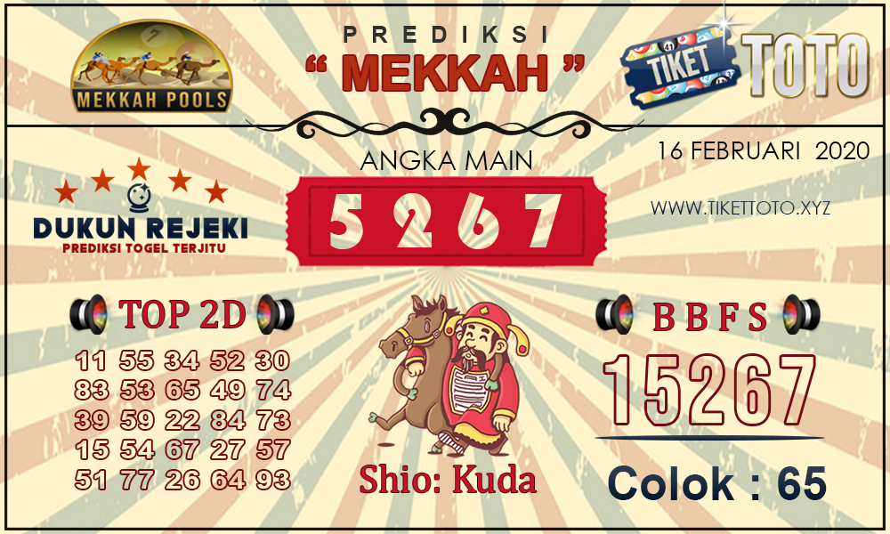 Prediksi Togel MEKKAH TIKETTOTO 16 FEBRUARI 2020