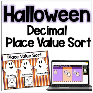 Halloween Decimal Place Value Sort Freebie
