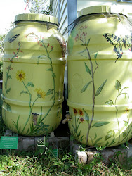 rain barrels water painted garden barrel painting decorated plastic paint decorate diy rainwater tampa permaculture artist stand outdoor using pretty