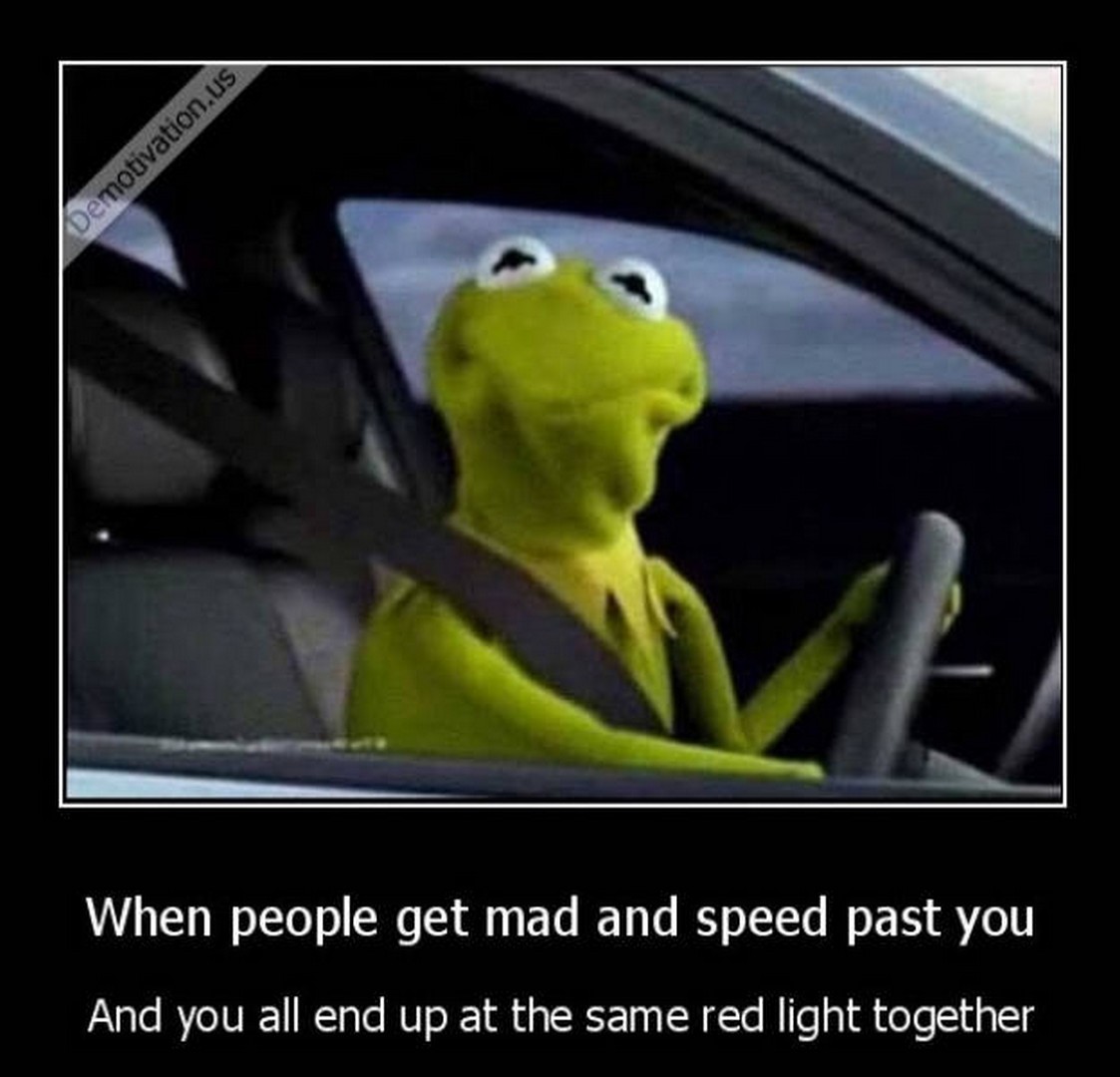 Kermit driving meme