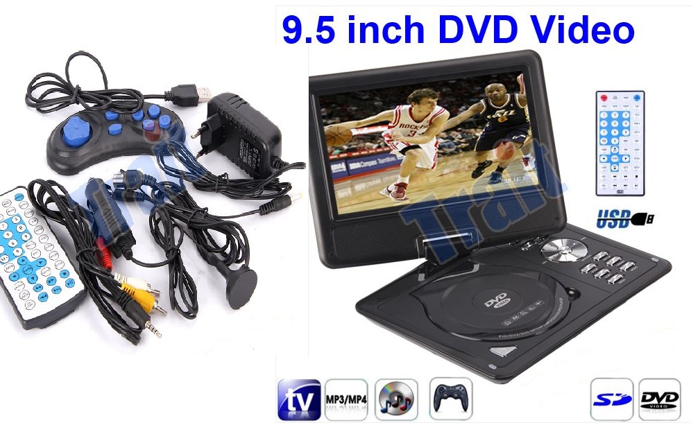 Trend Tech Kenya Black 9.5" Portable DVD Video Player with Game NS969