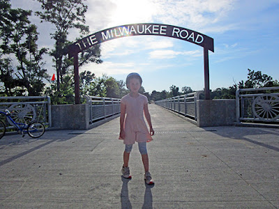 Grandchild on bridge