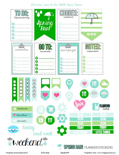 spring rain free planner printable