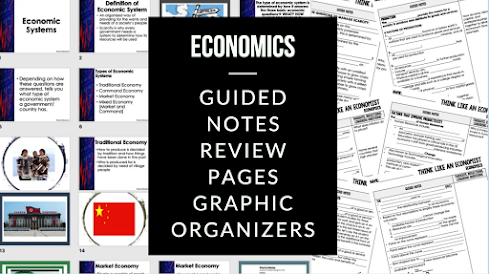 Economics Guided Notes & PowerPoint, Economic Notes covers:  Think Like an Economist Guided Notes & PowerPoint Economic Systems Guided Notes & PowerPoint Free Enterprise in the U.S. Guided Notes & PowerPoint Demand Guided Notes & PowerPoint Supply Guided Notes & PowerPoint Prices, Supply, Demand Guided Notes & PowerPoint Market Structures Guided Notes & PowerPoint Business Organizations Guided Notes & PowerPoint Labor Guided Notes & PowerPoint Money, Money, Money, Finance and Banking Coming SOON Economic Performance Coming SOON Government and the Economy Coming SOON Global Economy Coming SOON Personal Finance: Budgeting and Money, Credit, Buying a Car, Getting Insurance, Paying for College, Applying for a Job, Getting Your Own Home, Paying and Filing Taxes Guided Notes & PowerPoint
