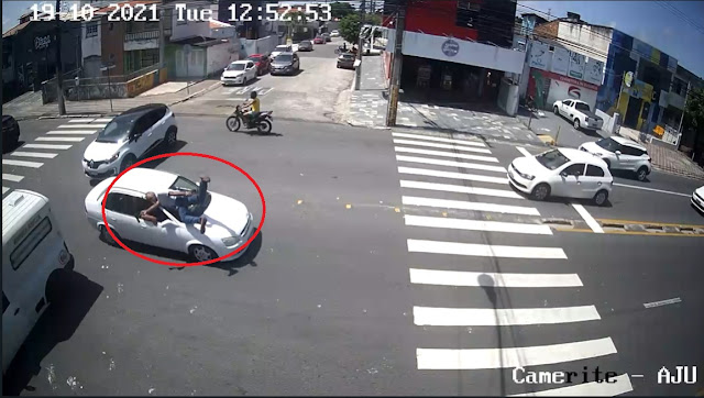 Vídeo mostra Agente Prisional sendo atropelado em Aracaju 🚑