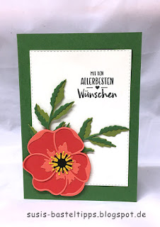 viele Ideen und Techniken mit Stampin' Up! Stanzenset Mohnblüten poppy moments dies, stampin up stanzformen mohnblüten, diy, technik. diy stempel, moosgummi, layered, anemone, bunter blumenstrauss, steinmauer, aquarell, hintergrund, transparentpapier, savanne, sab, gratisprodukt, diy prägeform, embossing folder, brusho, distress