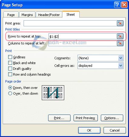 Print Judul Tabel Berulang pada Excel
