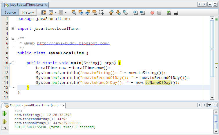 Java-Buddy: Get second of Day and nano decond of day with LocalTime