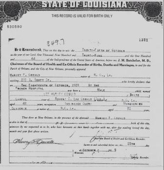 The Truth About Oswald&#39;s Birth Certificate ~ W. Tracy Parnell