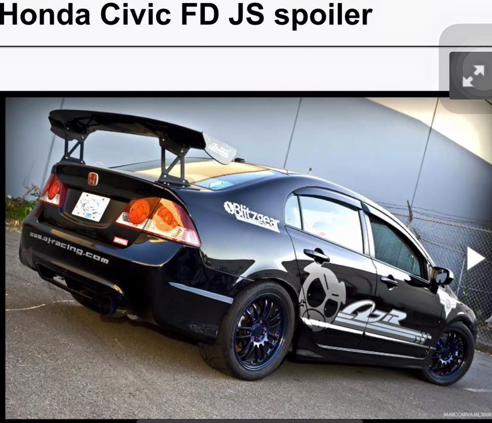 Civic FD Spoiler Wing Js Racing Macam2 Bodykit Carbon Fiber