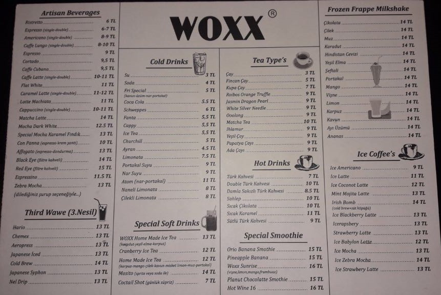WOXX CAFE BİSTRO SANCAKTEPE İSTANBUL MENÜ FİYAT LİSTESİ Ne Kadara Yenir?