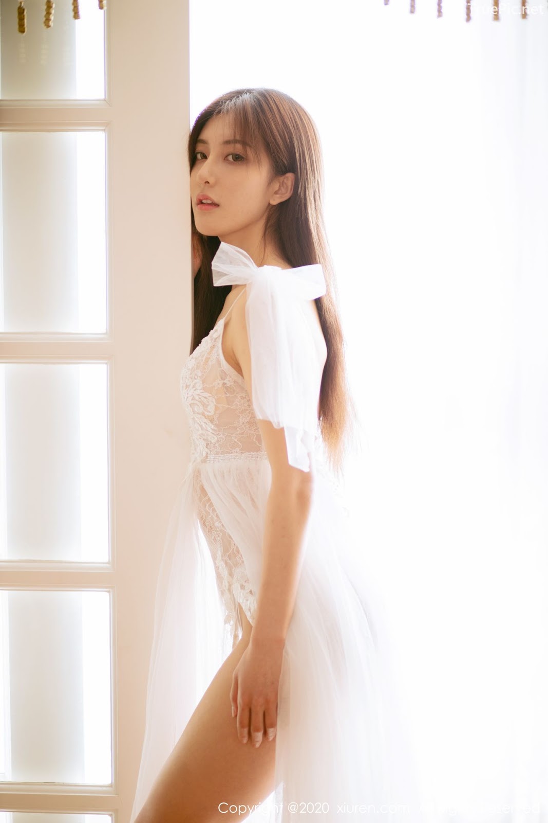 XIUREN No.1914 - Chinese model 林文文Yooki so Sexy with Transparent White Lace Dress - Picture 51