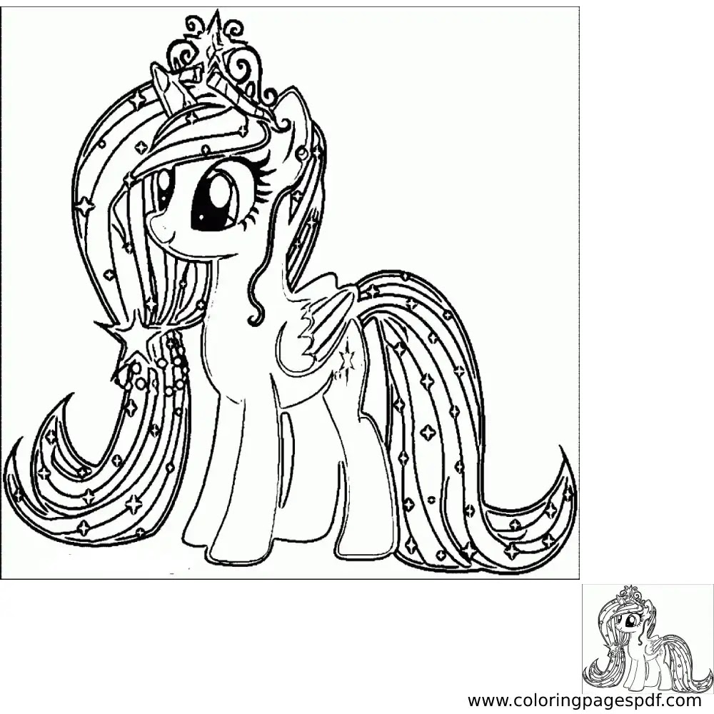 Coloring Page Of A Unicorn Princess My Little Pony