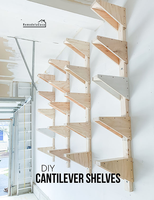 Garage Organization Diy Cantilever Shelves Remodelando La Casa - Diy Lumber Rack Wall