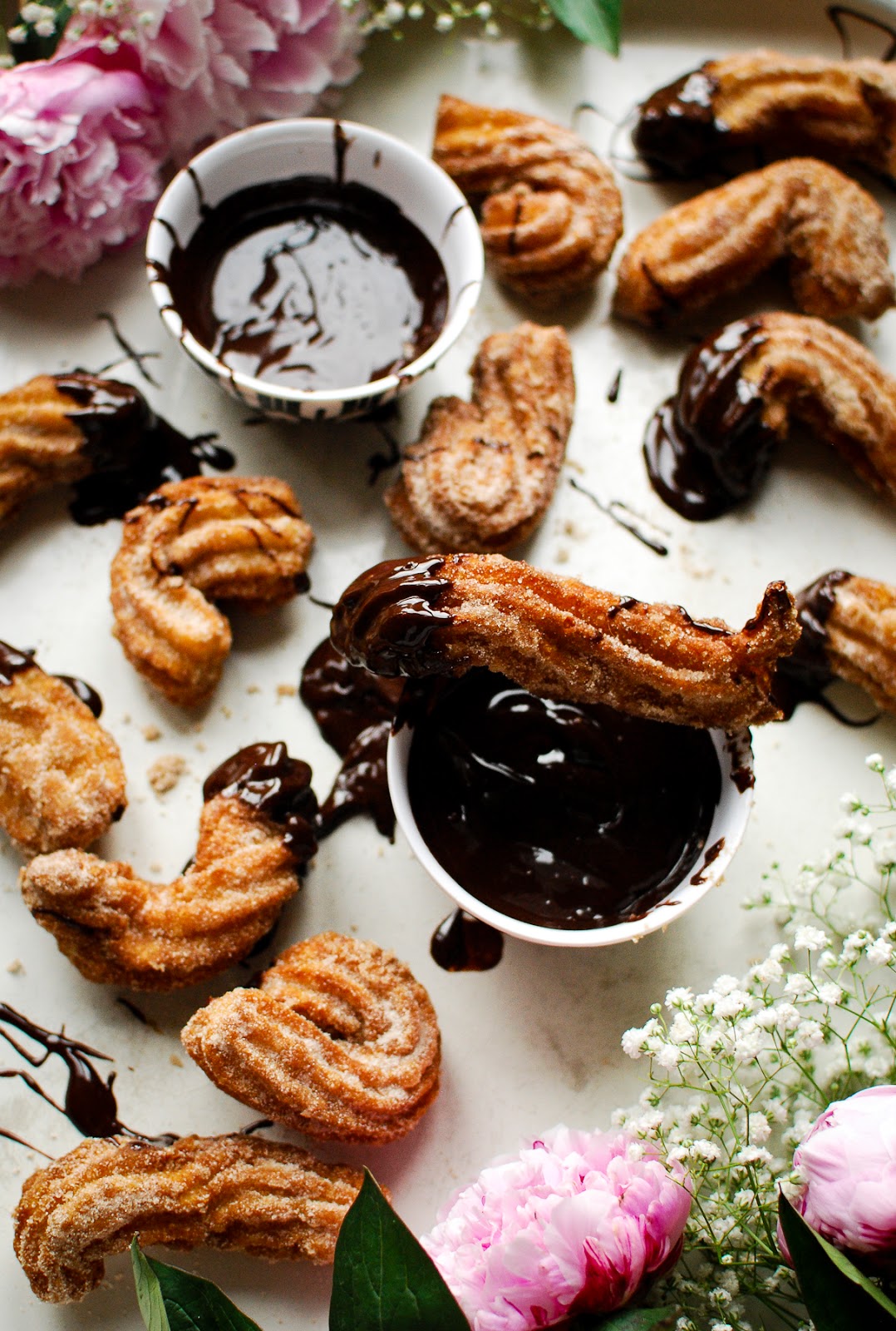 Churros with Hot Chocolate Dipping Sauce Katie Cakes