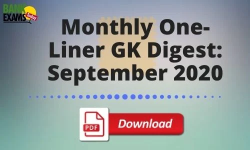 Monthly One-Liner GK Digest: September 2020