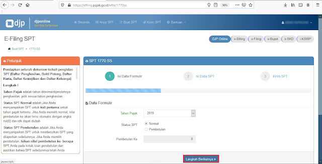 5. Isi data formulir SPT