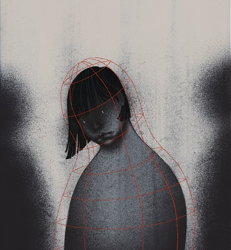 Patrycja Podkościelny, "Hold Up" | creative emotional sad illustration art, black surrealism, deep feelings, pictures, imagenes tristes, surrealistas, emociones y sentimientos.
