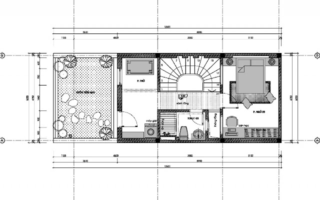 Thiết kế nhà phố 3 tầng 3 phòng ngủ - Mặt bằng tầng 3