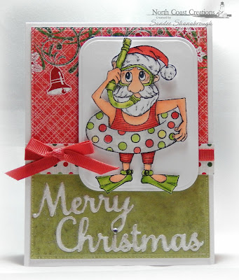 North Coast Creations Stamp: Swimming Santa, Our Daily Bread Designs Custom Dies: Pierced Rectangles, Rounded Rectangles, Merry Christmas, Our Daily Bread Designs Paper Collections: Christmas Coordinating 2015, Holly Jolly