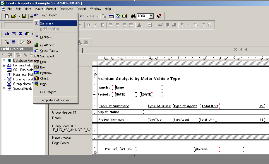 sharing How To Insert Summary of Field in Crystal Reports