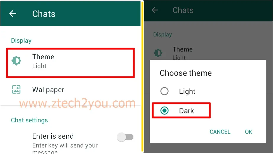 كيف تفعل خاصية الوضع الليلي في واتساب - Dark mode in WhatsApp