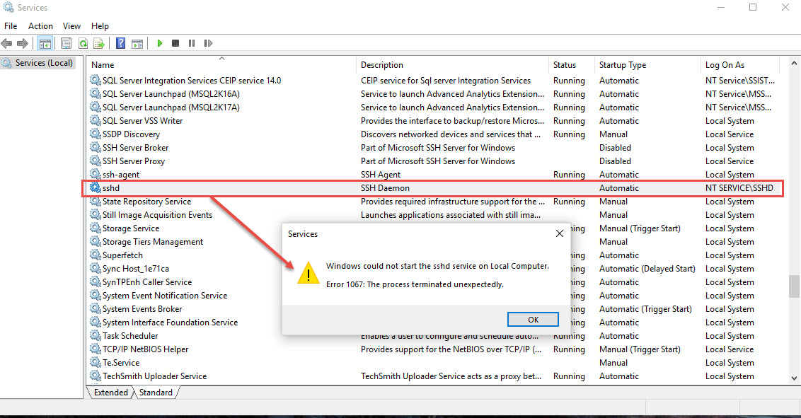 Windows Server: OpenSSH service does not start | Flummoxed by IT