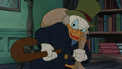 Donald Duck's nephew, Scrooge McDuck, stars as his namesake and idol, Ebenezer Scrooge, in 1983's MICKEY'S CHRISTMAS CAROL