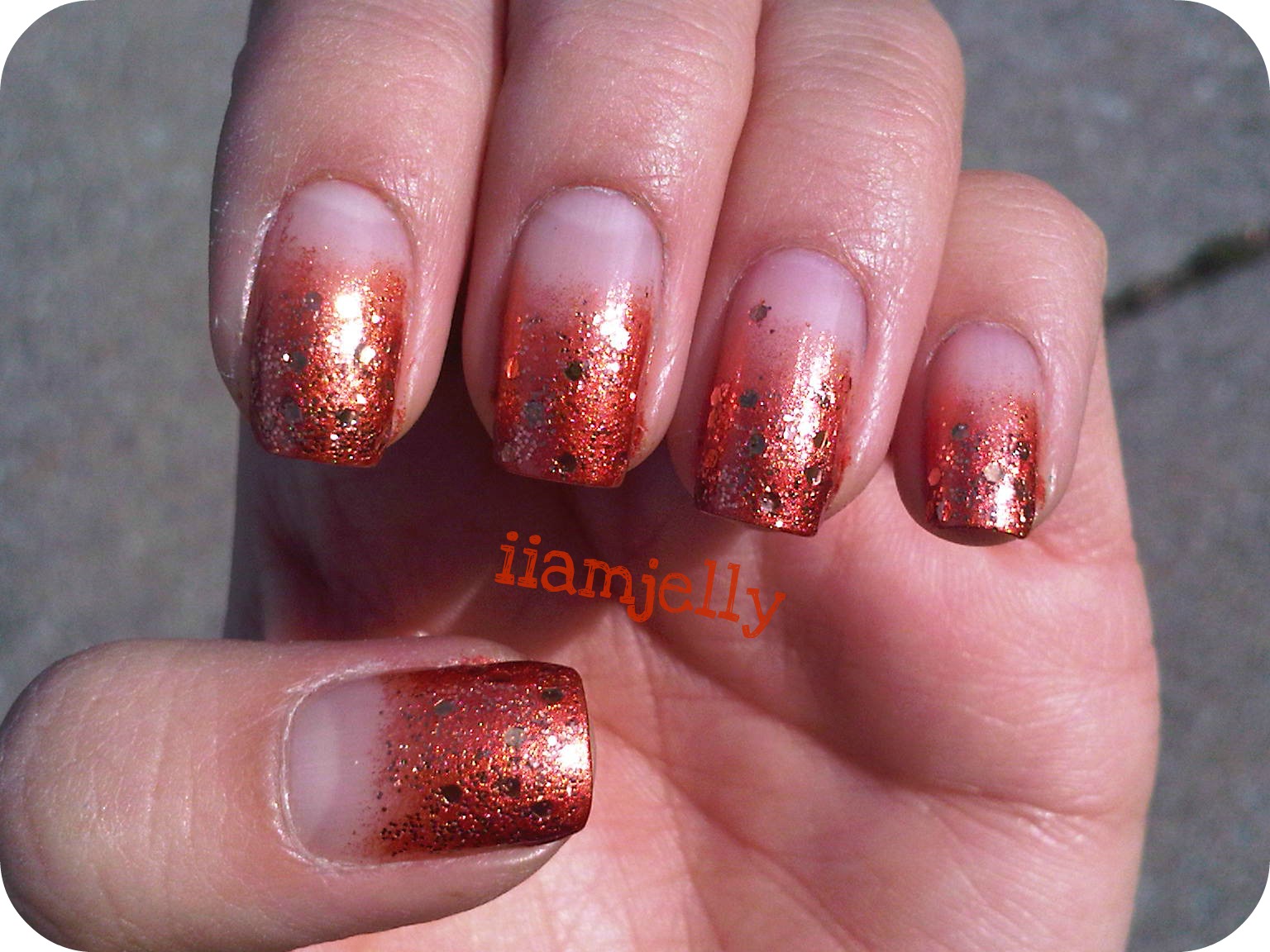 Jelly's Nails Copper Glitter Gradient Nails!