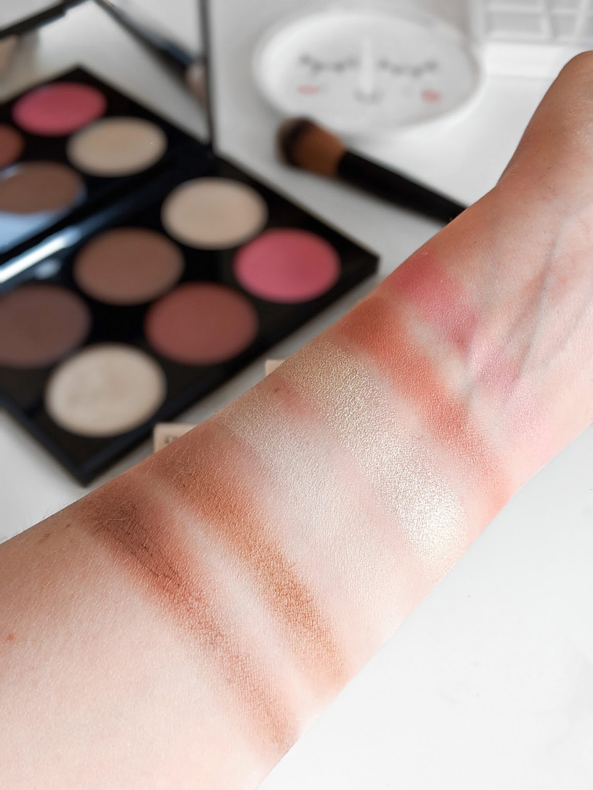 Image of swatches of the Diego Dalla Palma Full Face Palette on arm