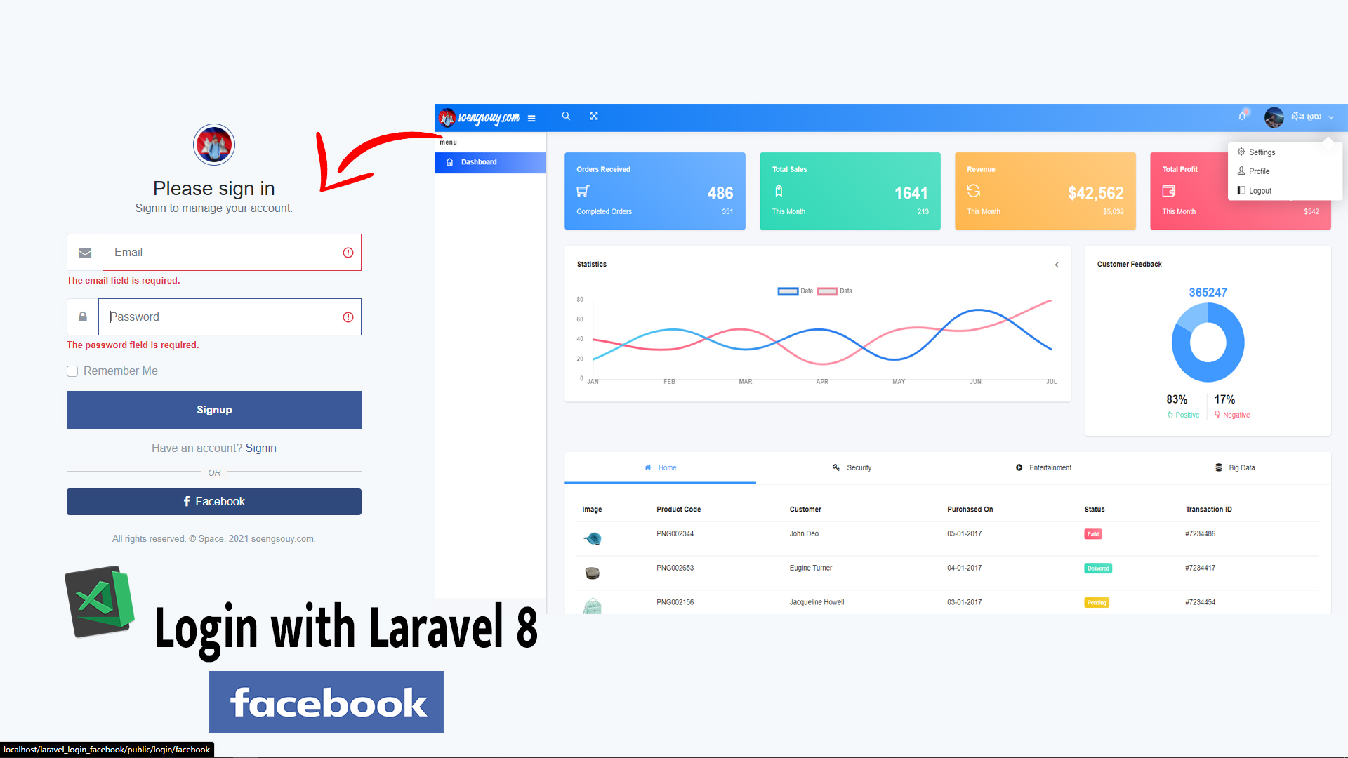 Login with Laravel 8 and Socialite, Facebook