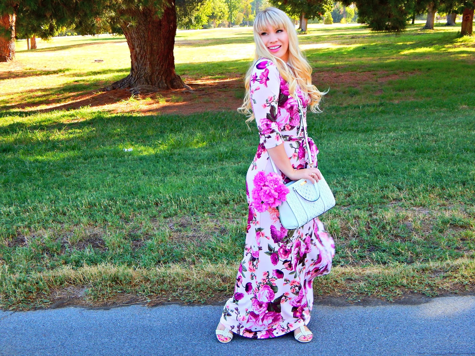 Pink Blush Floral Dress & Giveaway - Lizzie in Lace