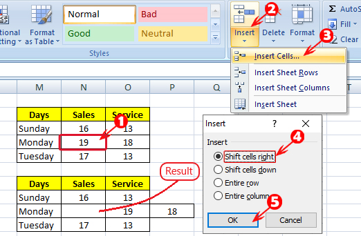 insert cells in ms excel in hindi