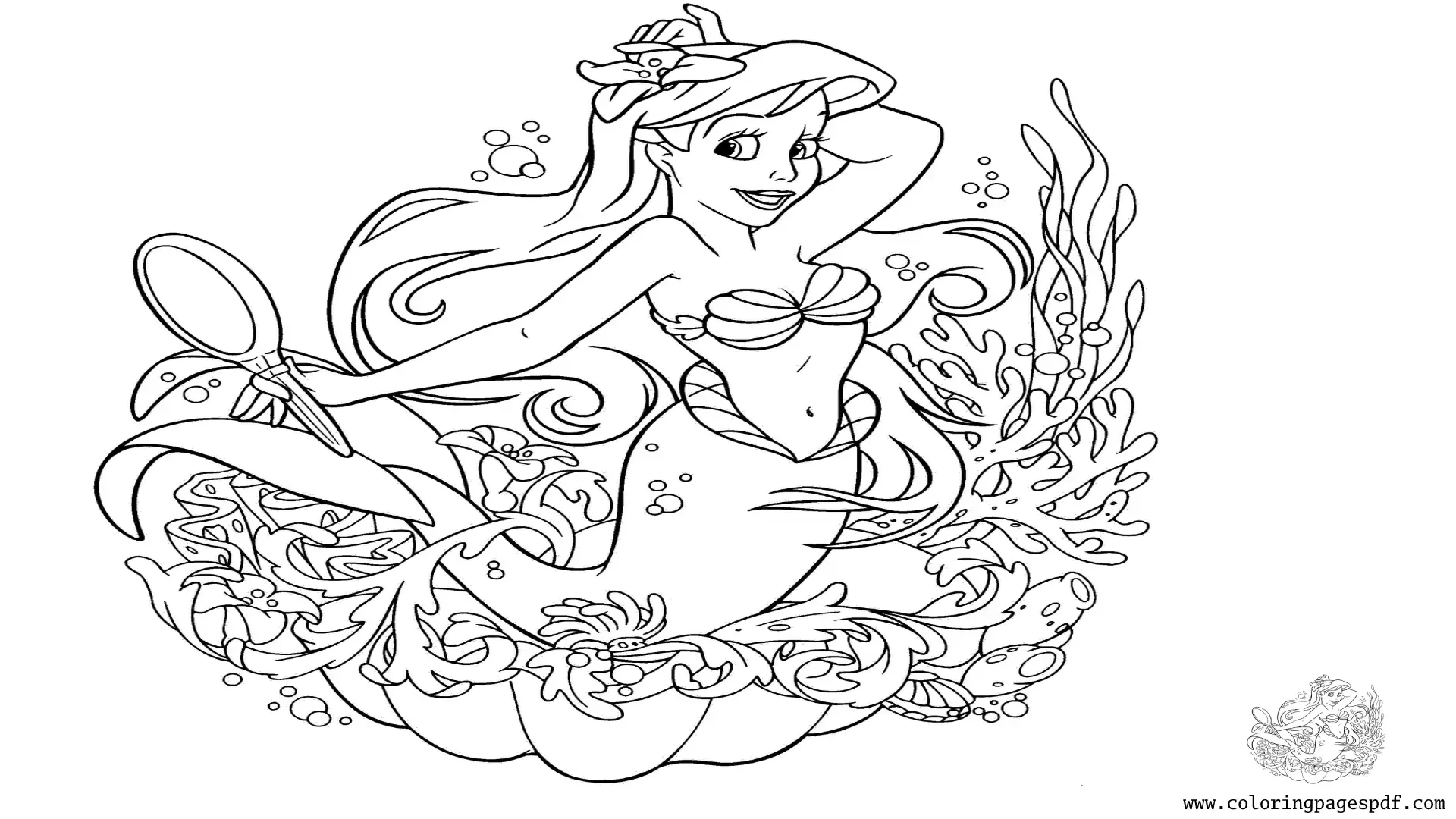Coloring Page Of Ariel Under The Sea