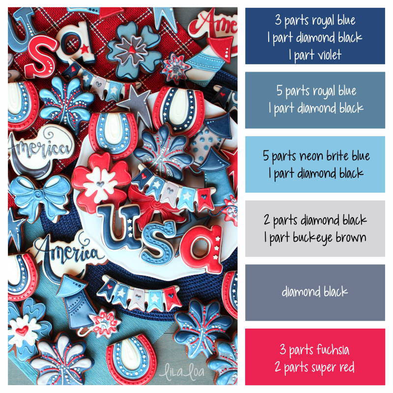 4th of July Color Palette and Icing Color Formulas