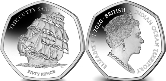 British Indian Ocean Territory 50 pence 2020 - The Cutty Sark