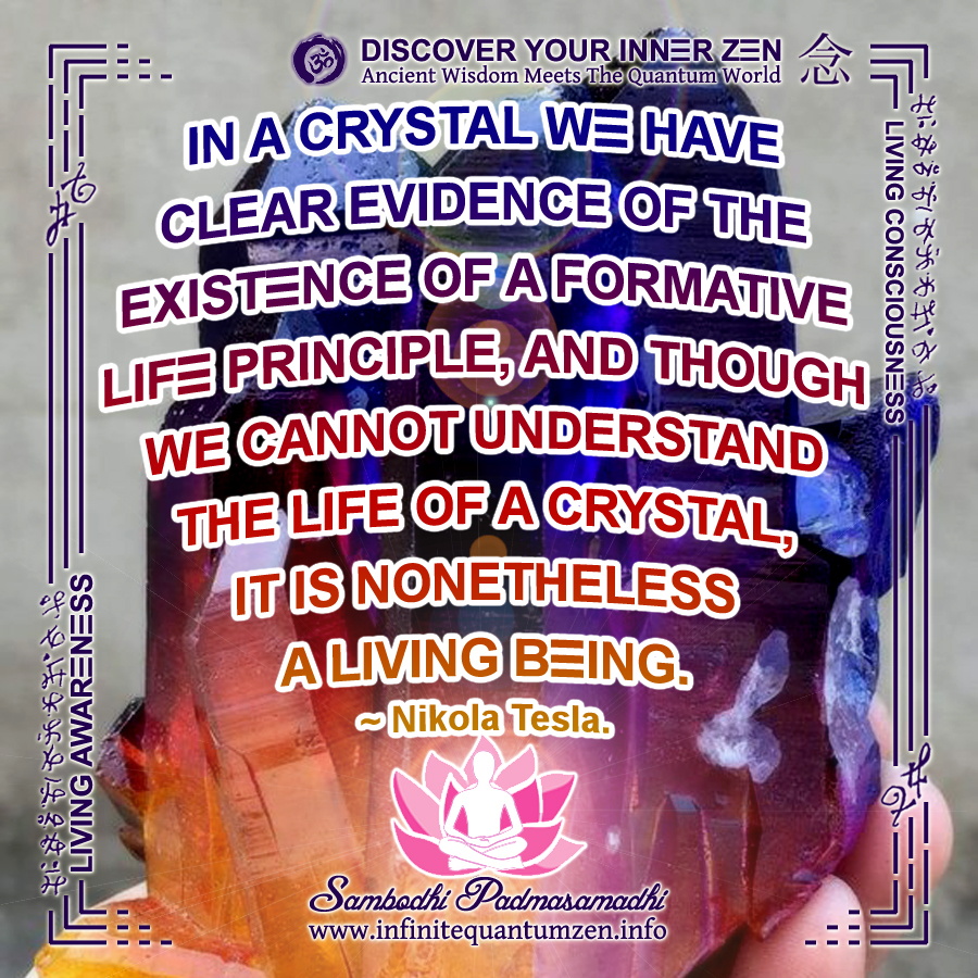 In a crystal we have clear evidence of a formative life principle, and though we cannot understand the life of a crystal, it is nonetheless a living being - Nikola Tesla - Infinite Quantum Zen, Success Life Quotes