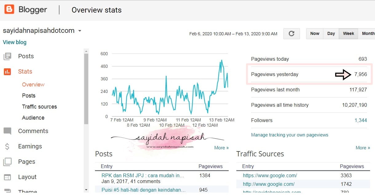 pageviews pv blog semalam hampir cecah 8000