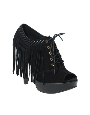ASOS PERRY Suede Fringe Heeled Shoe Boots