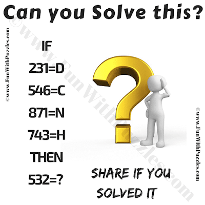 IF 231=D, 546=C, 871=N, 743=H Then 532=? Can you solve this Code-Breaking Logical Puzzle?