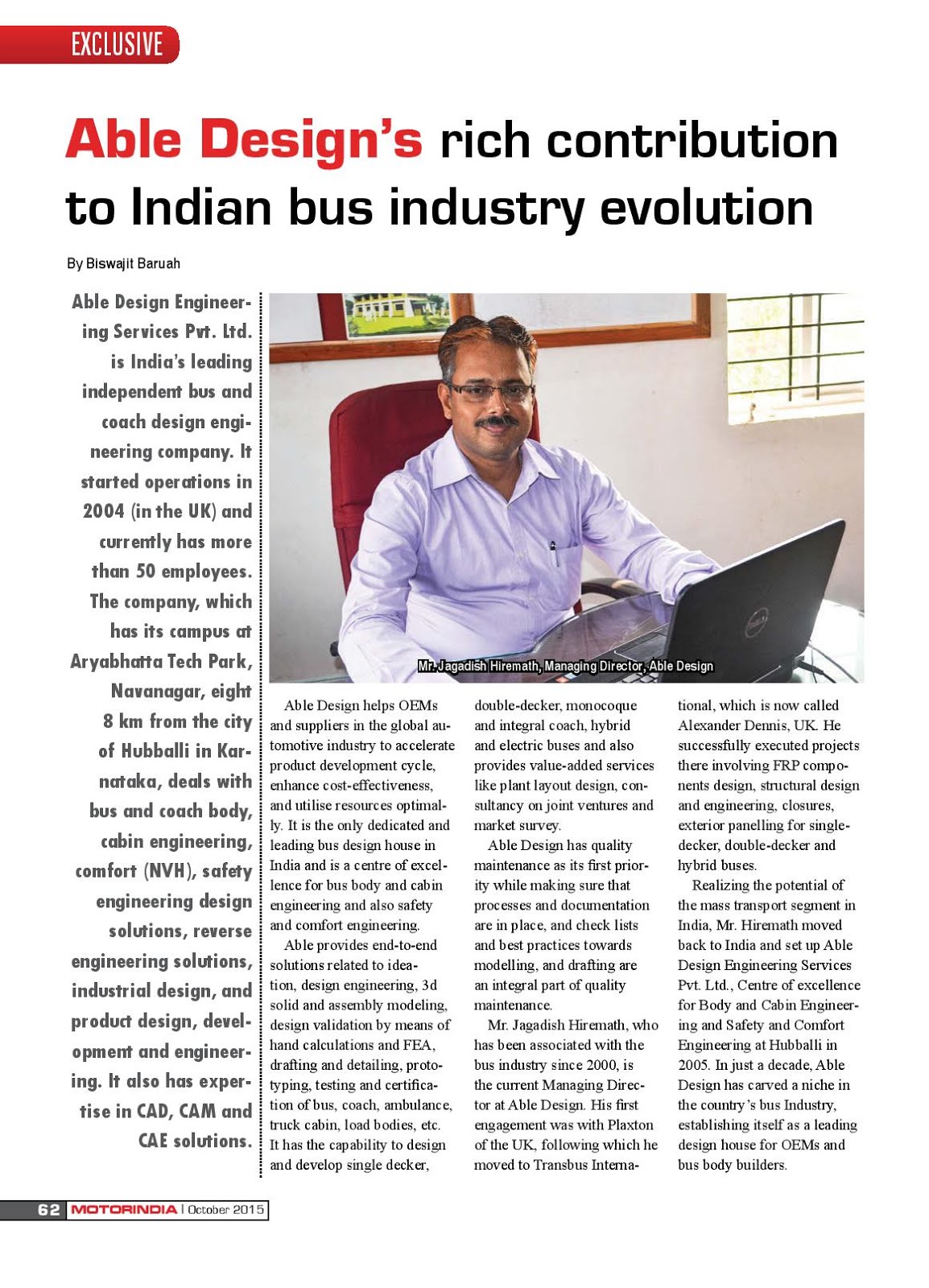 MOTOR INDIA ARTICLE 1 : ABLE DESIGN HUBBALLI, KARNATAKA