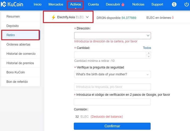 Comprar Electrify Asia (ELEC) en Kucoin y Enviar a Monedero Wallet Comprar Electrify Asia (ELEC) y Guardar en Billetera Guía Euros y Dolares