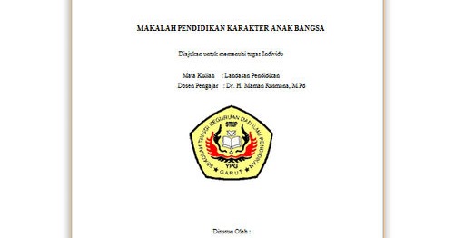 Contoh Makalah Pendidikan Karakter Bangsa Contoh Makalah Docx
