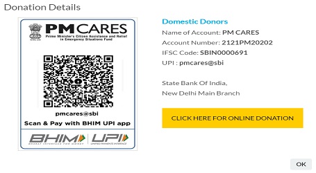 cares fund donation sbi pmindia