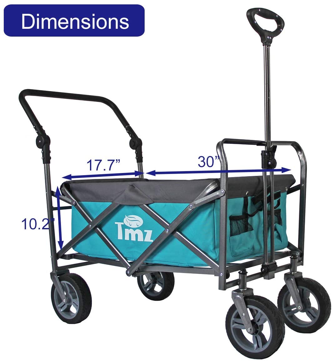 Amazon Com Tmz Utility Folding Wagon Collapsible Garden Cart Folding Trolley Cart For Shopping Camping And Outdoor Activities With A Push Handle Turquoise Grey Garden Outdoor 