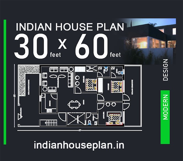 30X60 Indian House Plan with Front Elevation