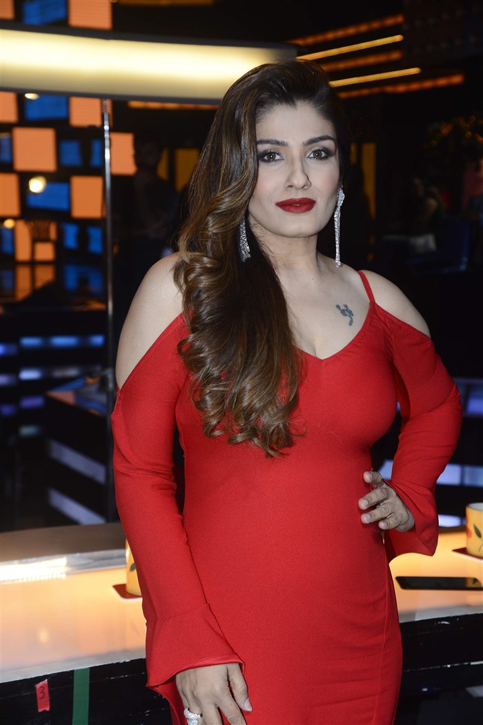 Actress Raveena Tandon Hot Photos In Red Dress