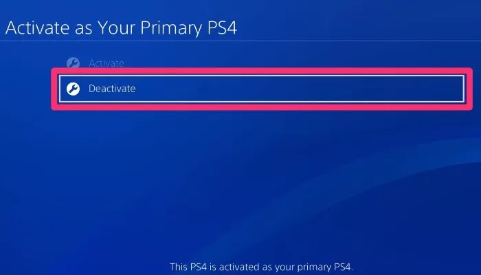 إلغاء تنشيط نظام PS4